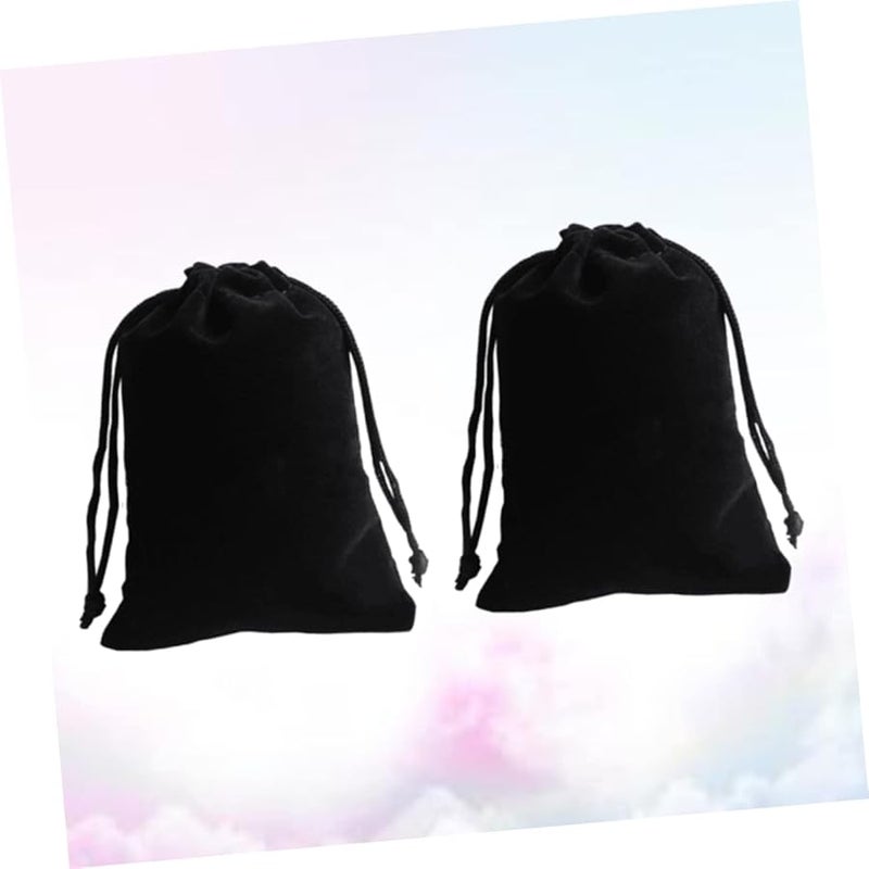 Black Velvet Drawstring Jewelry Pouches 2 Pack for Travel Display Wedding Party - Image 5